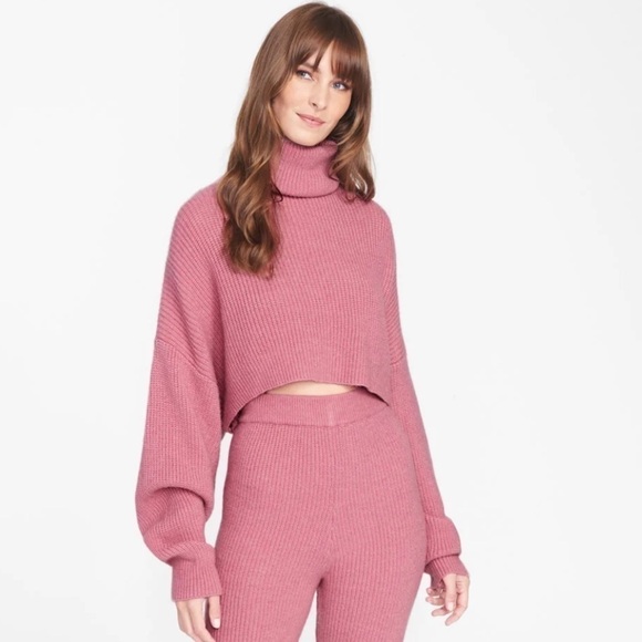 Alloy Apparel Ribbed Knit Turtleneck Sweater Cropped Barbicore Size XL…Y2K - Picture 9 of 9